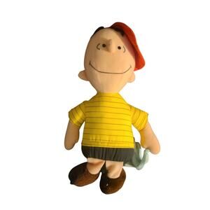 12" Snoopy LINUS Vintage Plush Doll With Baby Blue Blanket  no holes no stains